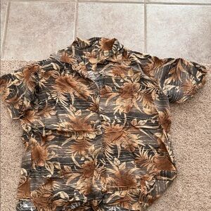 Caribbean Men’s Casual Button Down Shirt - Black and Brown Floral